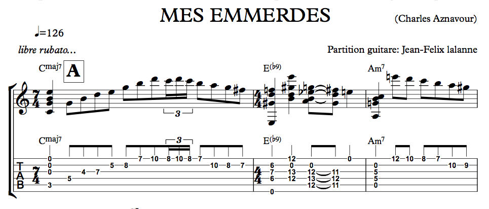 Transcription "Mes Emmerdes" par Jean-Félix Lalanne