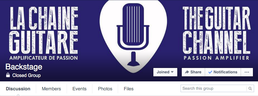 Groupe fermé Facebook pour les backstagers de La Chaîne Guitare