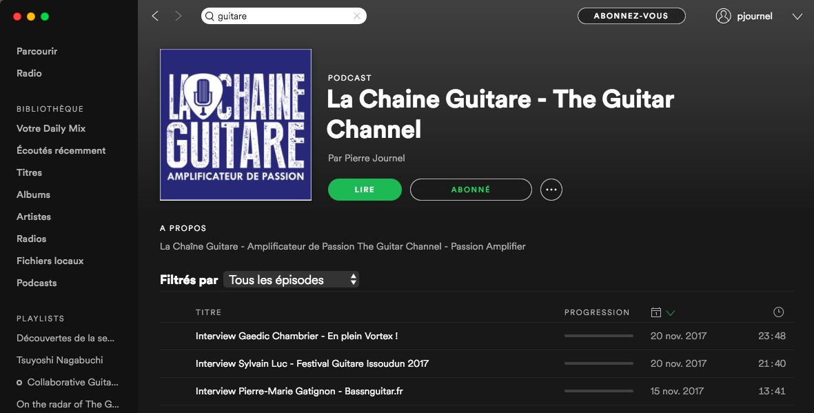 Podcast Spotify : La Chaîne Guitare disponible !