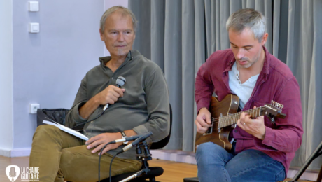 Légende Jeanmichel Capt - Présentation et concert de démo Hugo Martin au Festival Guitare de Puteaux 2022